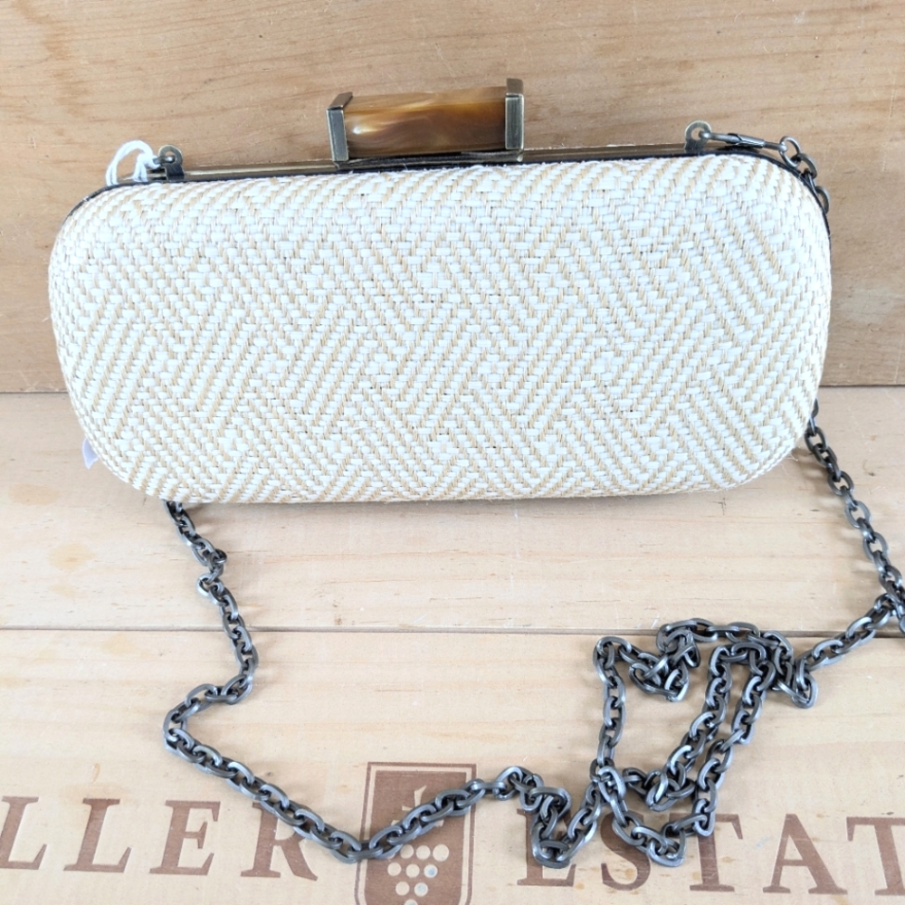Urban Expressions Woven Clutch with Chain Strap